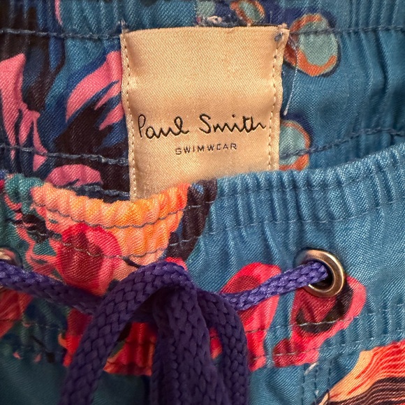 Paul Smith Swimwear 4” Inseam Swim Trunks Size M Floral Koi Print Lined Shorts - Picture 3 of 10